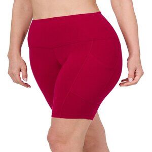 Women's cotton waistband bike shorts with pockets Color Red Size Large